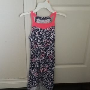 Blue dress with coral and White flowers